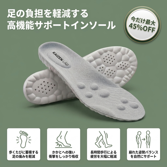 マッサージインソール – かかとの骨棘や足底筋膜炎の痛みを軽減